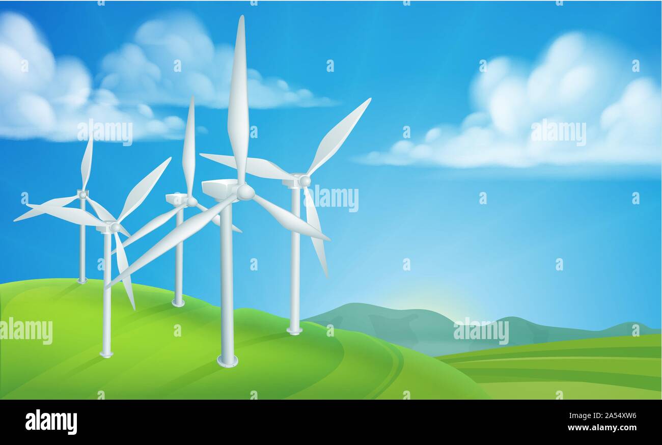 Le turbine eoliche la generazione di energia Illustrazione Vettoriale