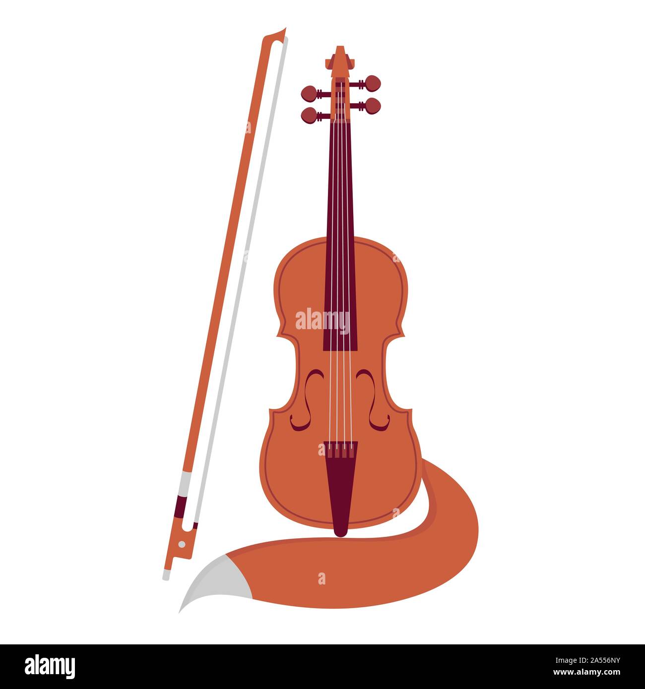 Il violino con fox tail. illustrazione il concetto di musica Foto Stock