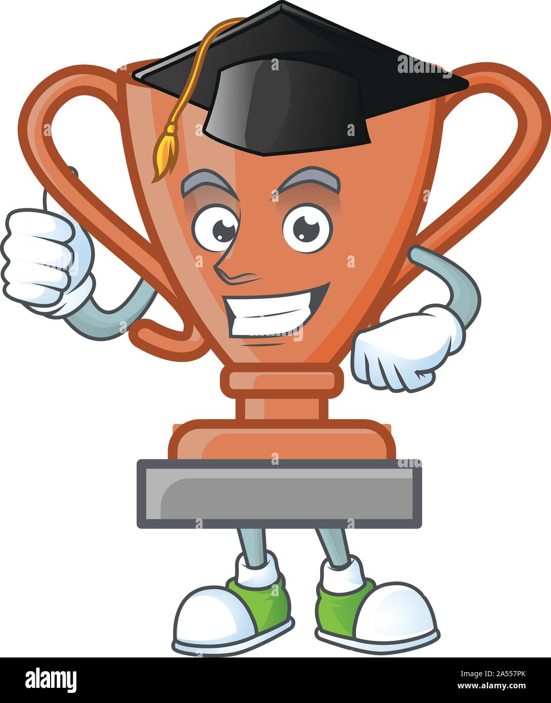 Graduazione Cup Trofeo in bronzo per vincere insieme. Illustrazione Vettoriale