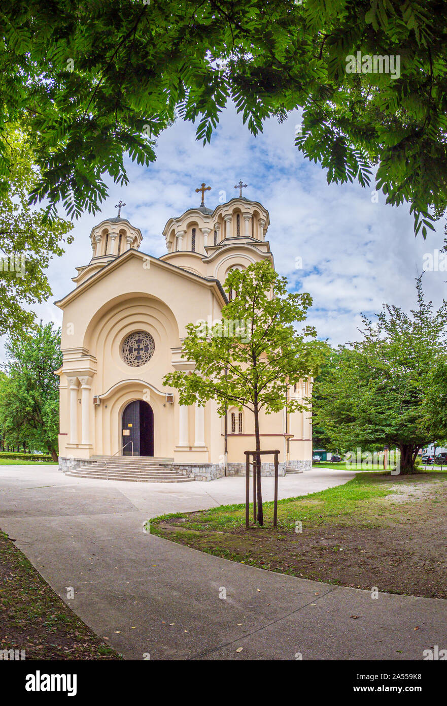 Sts. Chiesa di Cirillo e Metodio, comunemente conosciuta come Chiesa ortodossa. Lubiana, Slovenia Foto Stock