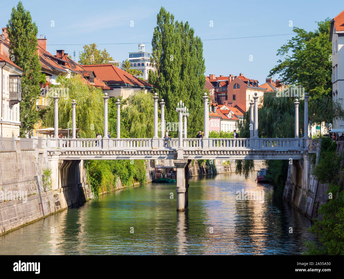 Il comando cobbler Bridge a Ljubljana, Slovenia. Foto Stock