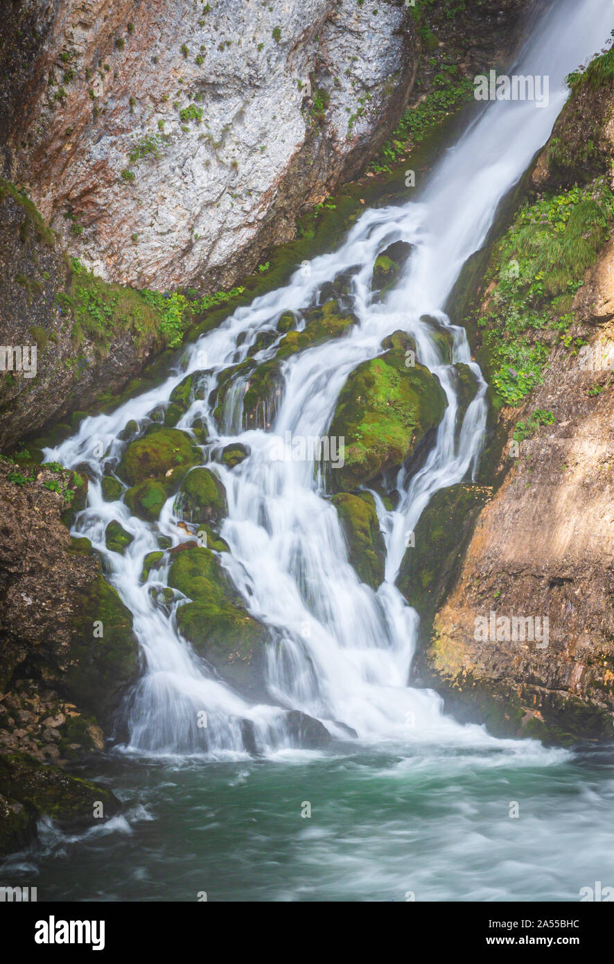 Cascata Savica (Slap Savica) Il Parco Nazionale del Triglav, Slovenia Foto Stock