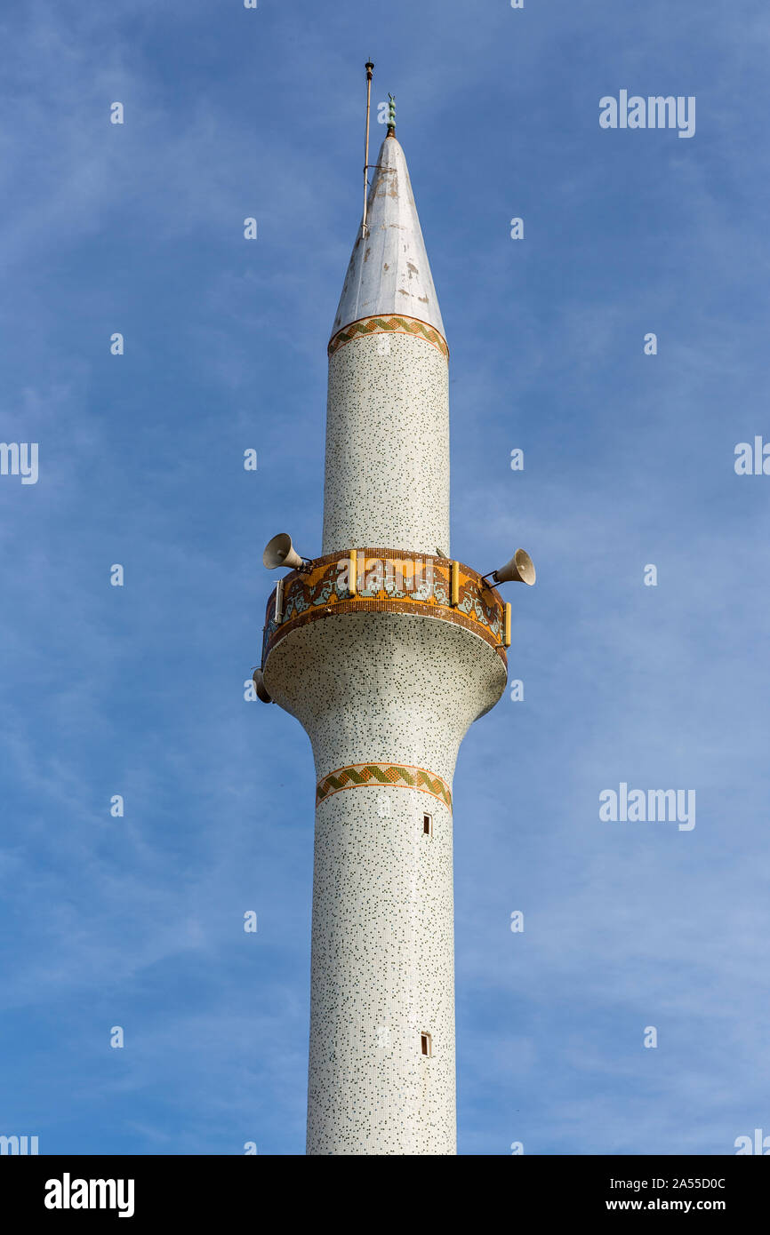 Moschee, Minarett, Dipkarpaz; Rizokarpaso; Tuerkische Republik Nordzypern Foto Stock