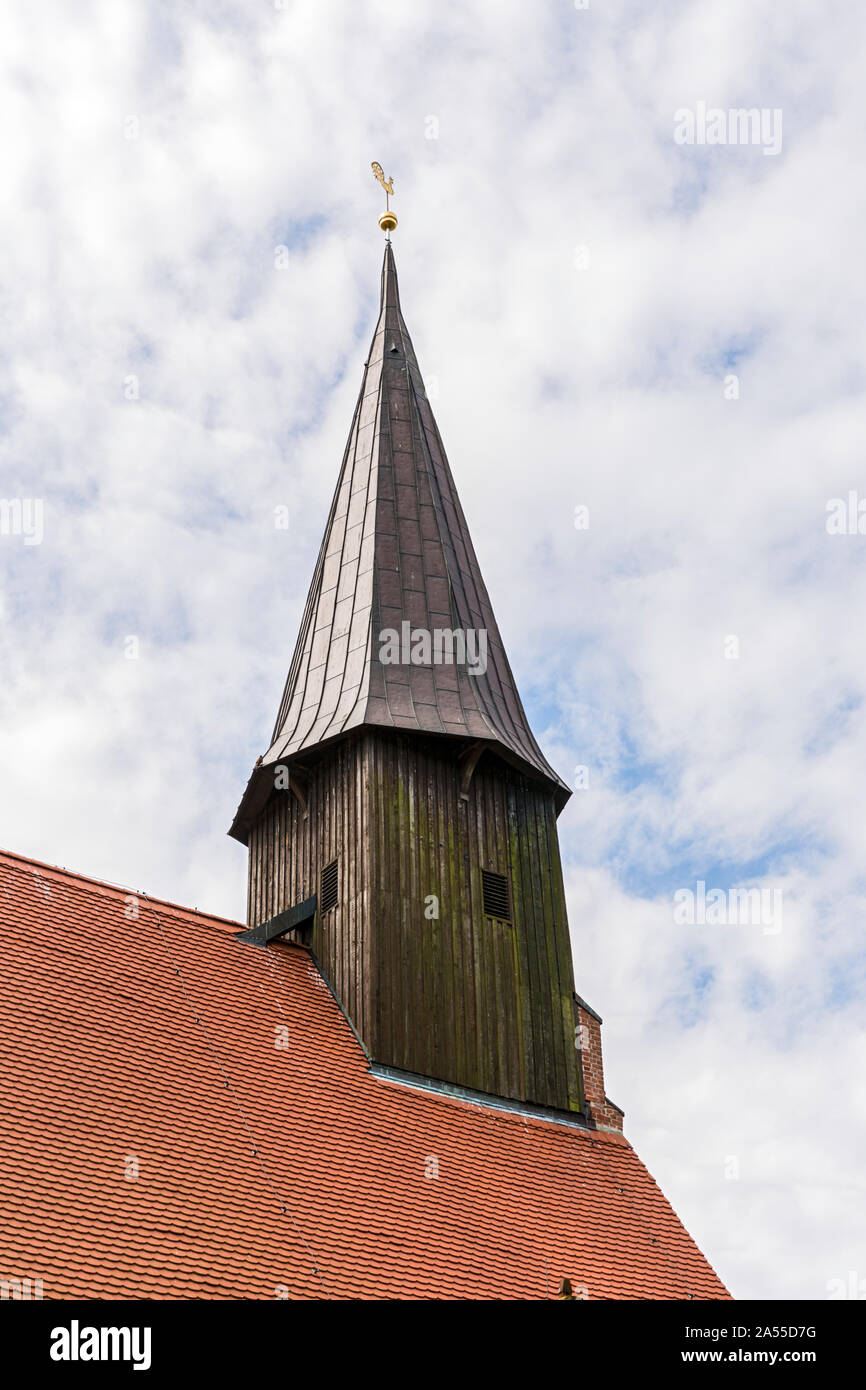 Ruegen, Schaprode, Johanniskirche, Turm Foto Stock