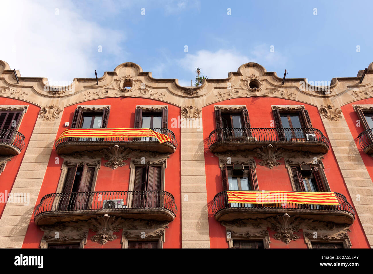 Senyera, la bandiera della Catalogna, Barcellona Foto Stock