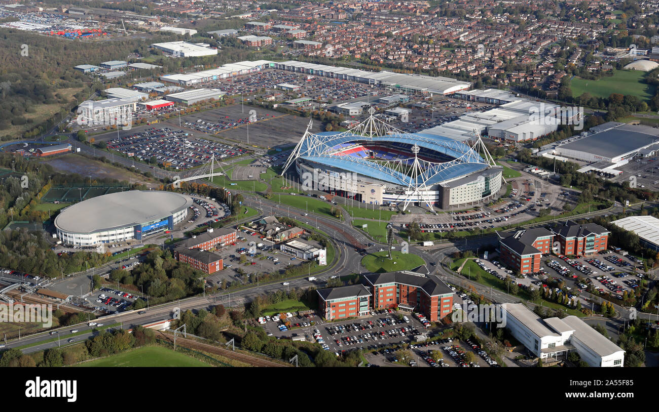 Vista aerea del Middlebrook Retail & Leisure Park parte di Reebok lo sviluppo a Bolton, Lancashire Foto Stock Vista aerea del Middlebrook Retail & Leisure Park parte di Reebok lo sviluppo a Bolton, Lancashire Foto Stock