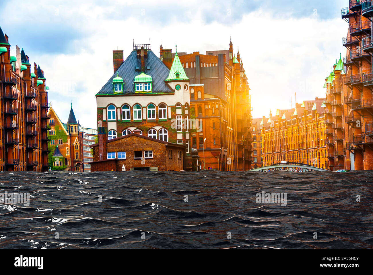 Conseguenze del cambiamento climatico per Hamburg - Germania Foto Stock