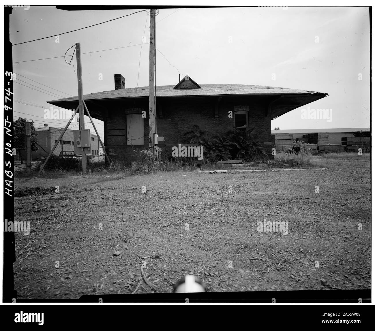 Vista sud, lato nord - Raritan Railroad Station, Sanford Street, New Brunswick, Middlesex County, NJ Foto Stock