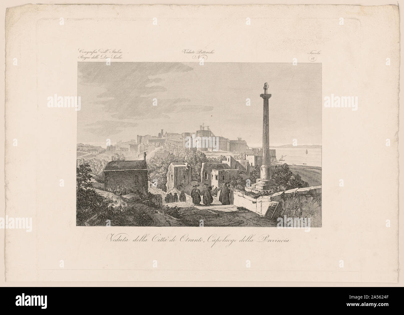 Vedute pittoriche. N. 1. Veduta della città di Otranto, capoluogo della provincia Foto Stock