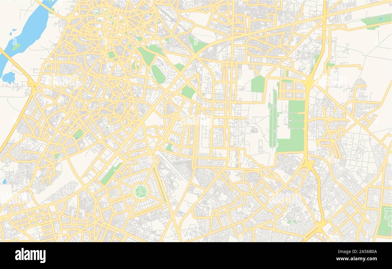 Versione stampabile cartina stradale di Lahore, Provincia del Punjab, Pakistan. Mappa modello per uso aziendale. Illustrazione Vettoriale