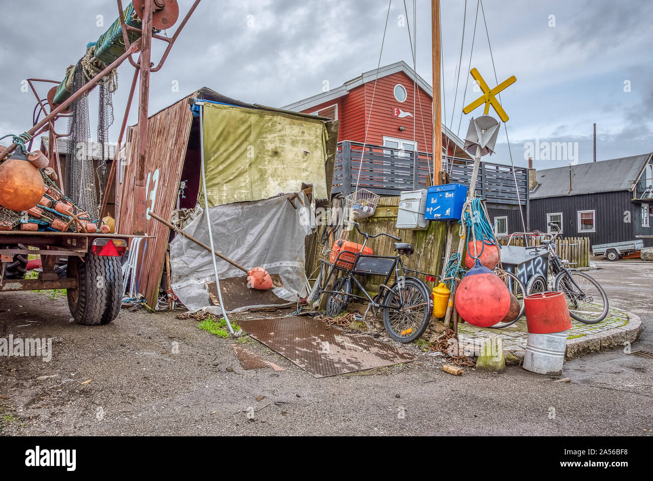 Il vecchio porto da pesca è un autentico spot con il vecchio fascino e un look marittimo, Copenhagen, Danimarca. Ottobre 12, 2019 Foto Stock