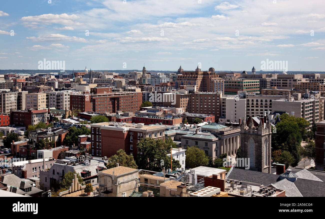 Vista dalla cima del Cairo appartamento edificio, 1615 Q SAN, NW, Washington, D.C. Foto Stock