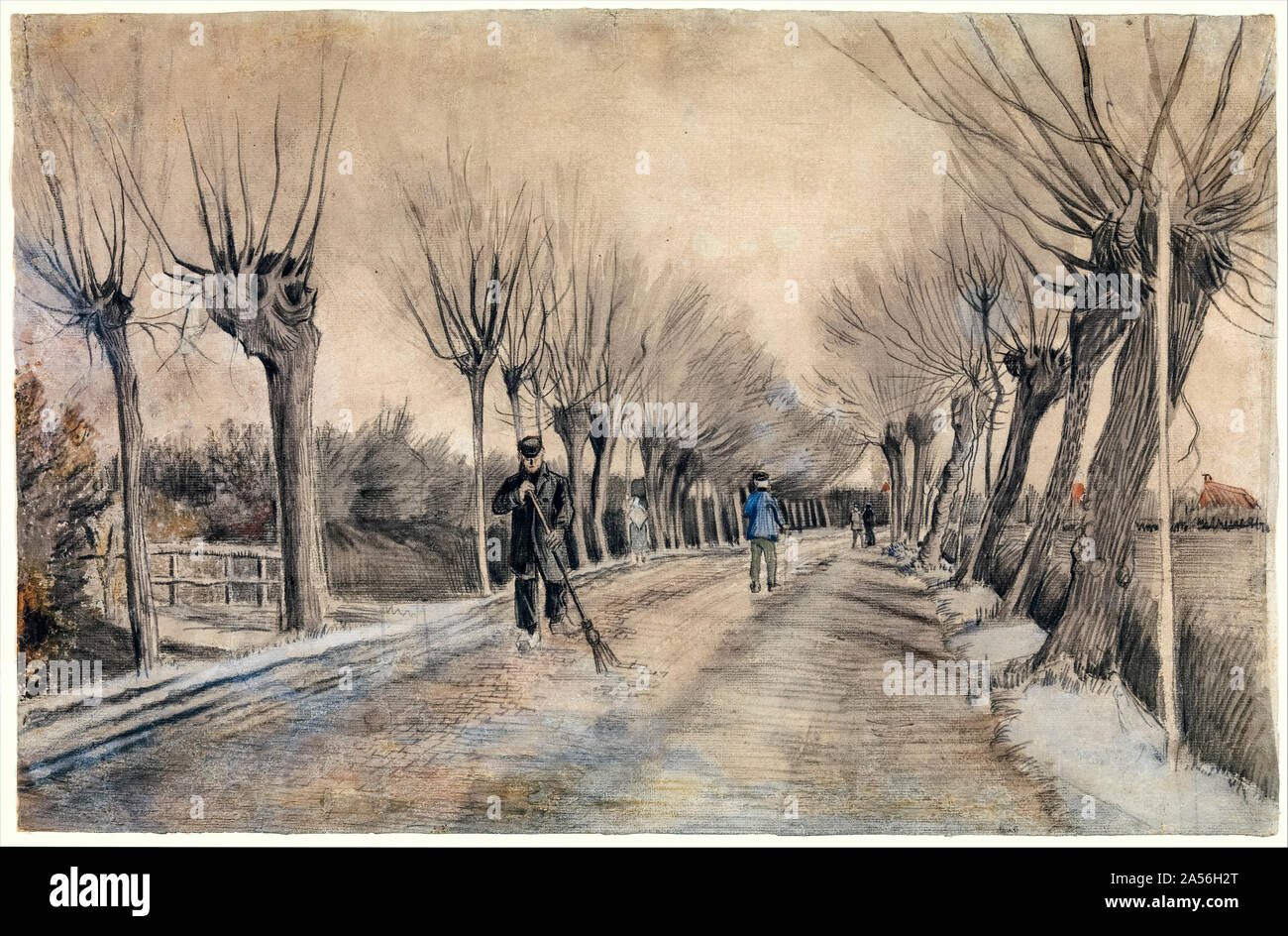 Vincent van Gogh, Strada in Etten, disegno, 1881 Foto Stock