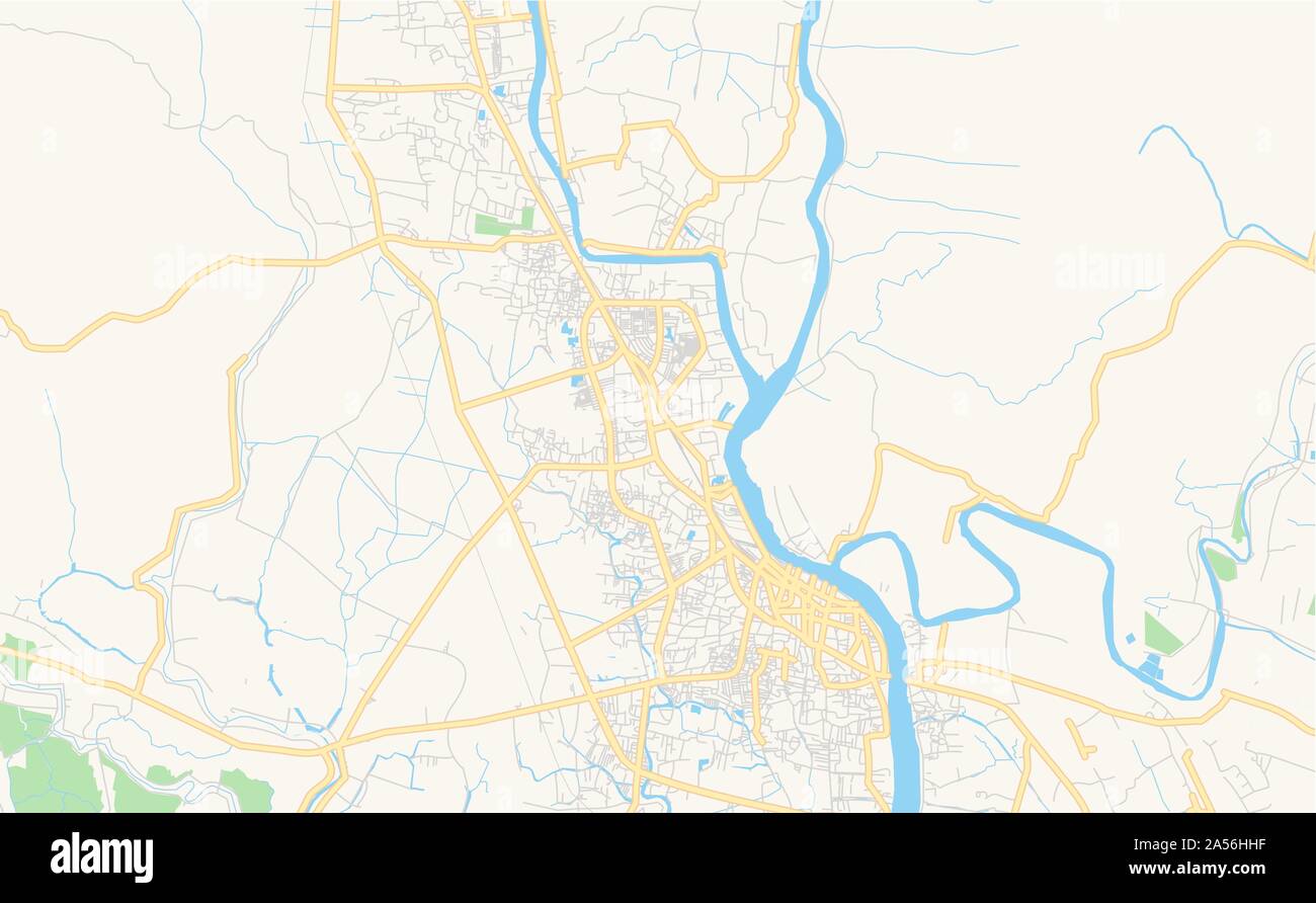 Versione stampabile cartina stradale di Khulna, Bangladesh. Mappa modello per uso aziendale. Illustrazione Vettoriale