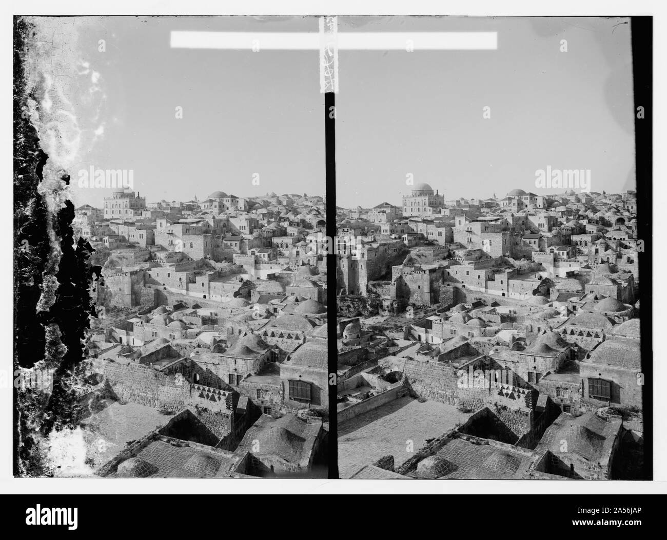 Vista della vecchia città dal Monte del Tempio con il quartiere ebraico di distanza Foto Stock
