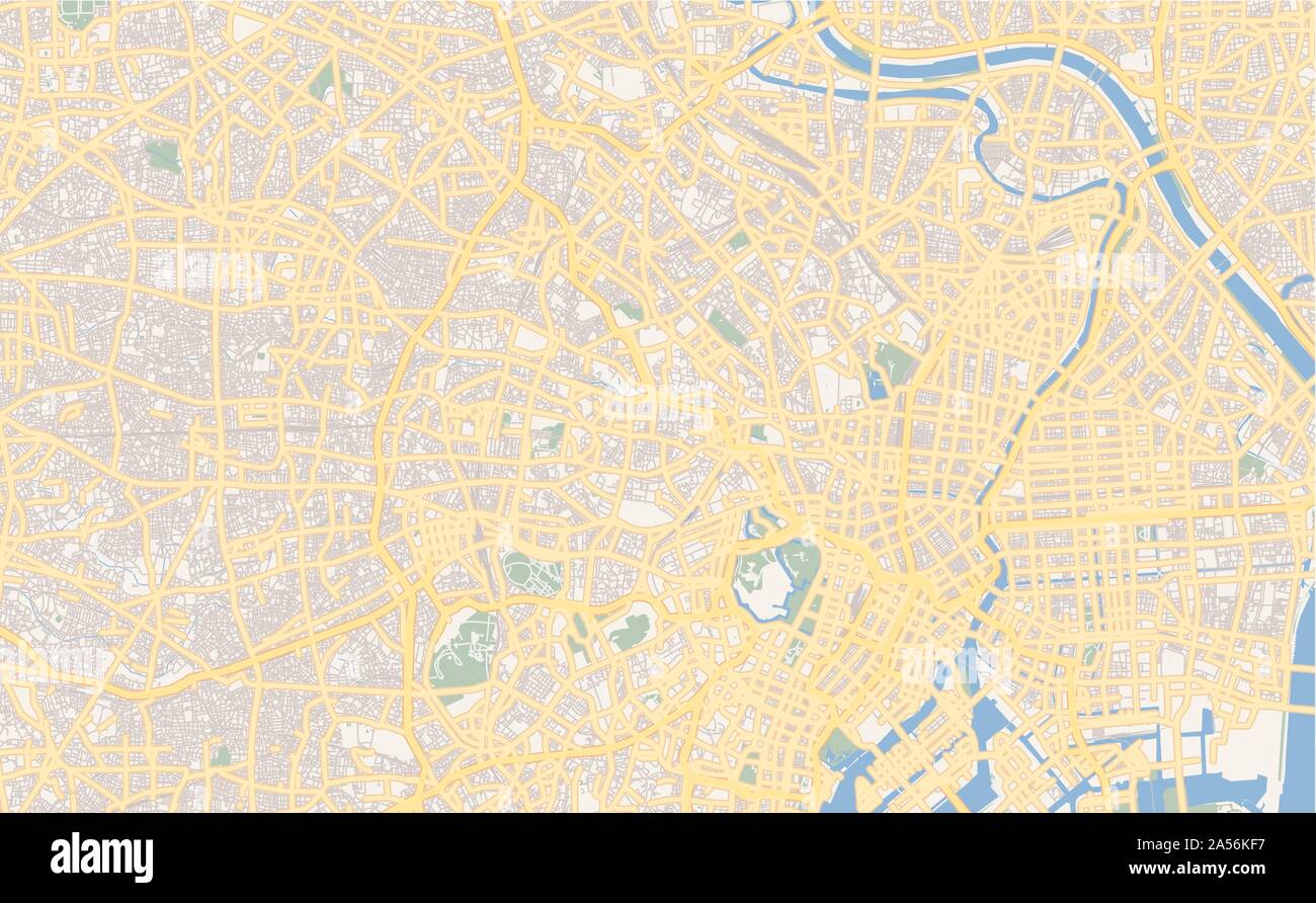 Versione stampabile cartina stradale di Tokyo, Prefettura di reparti speciali di Tokyo, Giappone. Mappa modello per uso aziendale. Illustrazione Vettoriale