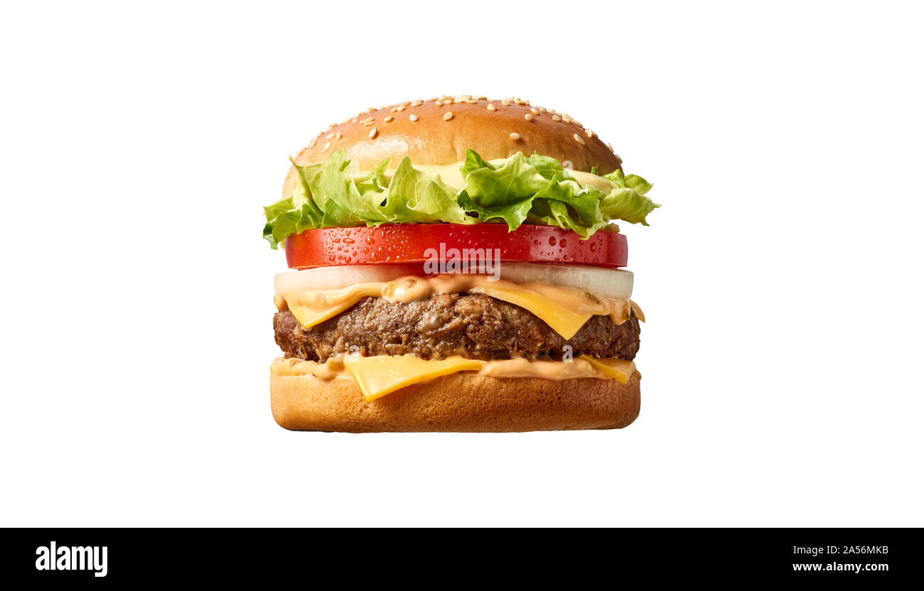 Hamburger isolato su sfondo bianco Foto Stock