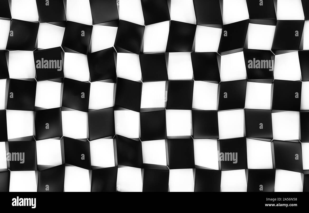 Bianco e nero immagine astratta di cubi sfondo. Il rendering 3D Foto Stock