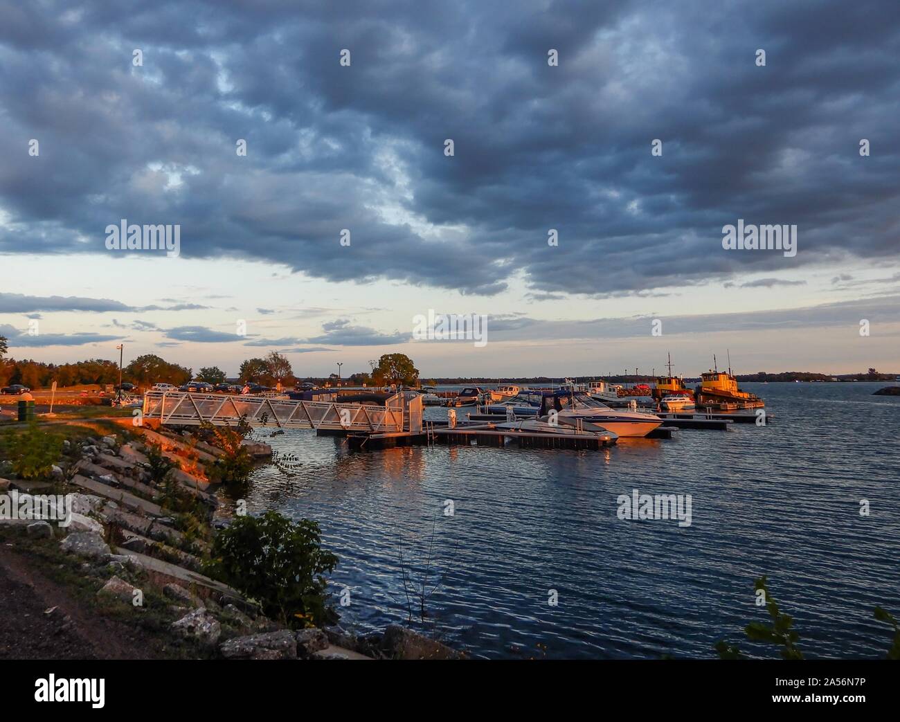 Vista di St Mary river da Bellevue park/sault ste.marie/Ontario-Canada Foto Stock