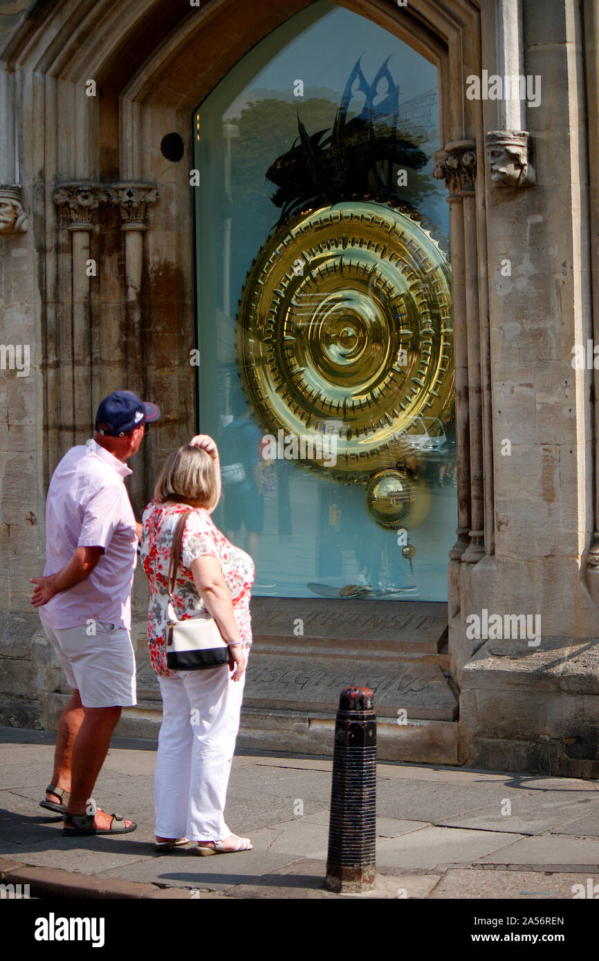 Chronophage (donati da Stephen Hawking), il Corpus Clock, il Corpus Christi College, Università di Cambridge, Cambridge, Inghilterra (nur fuer redaktionelle Verwe Foto Stock