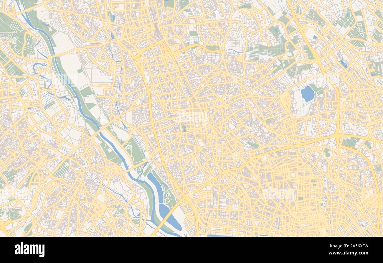 Versione stampabile cartina stradale di Saitama, prefettura di Saitama, Giappone. Mappa modello per uso aziendale. Illustrazione Vettoriale