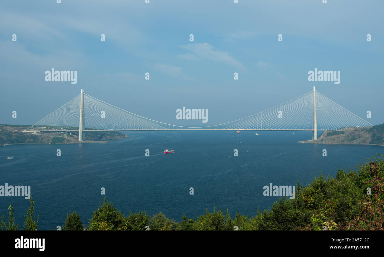 Istanbul terzo ponte sul Bosforo dalla collina Yoros. ( Yavuz Sultan Selim Bridge ) Foto Stock