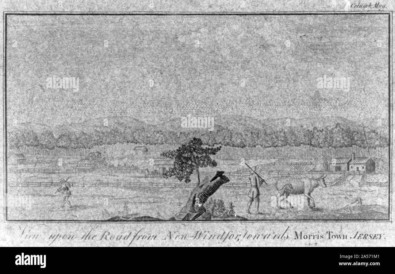 Vista sulla strada che da New-Windsor, verso la città di Morris, Jersey Foto Stock