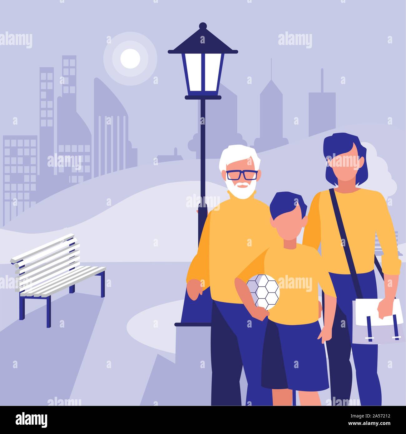 Scena di uomini senza volto nel parco della città illustrazione vettoriale design Illustrazione Vettoriale