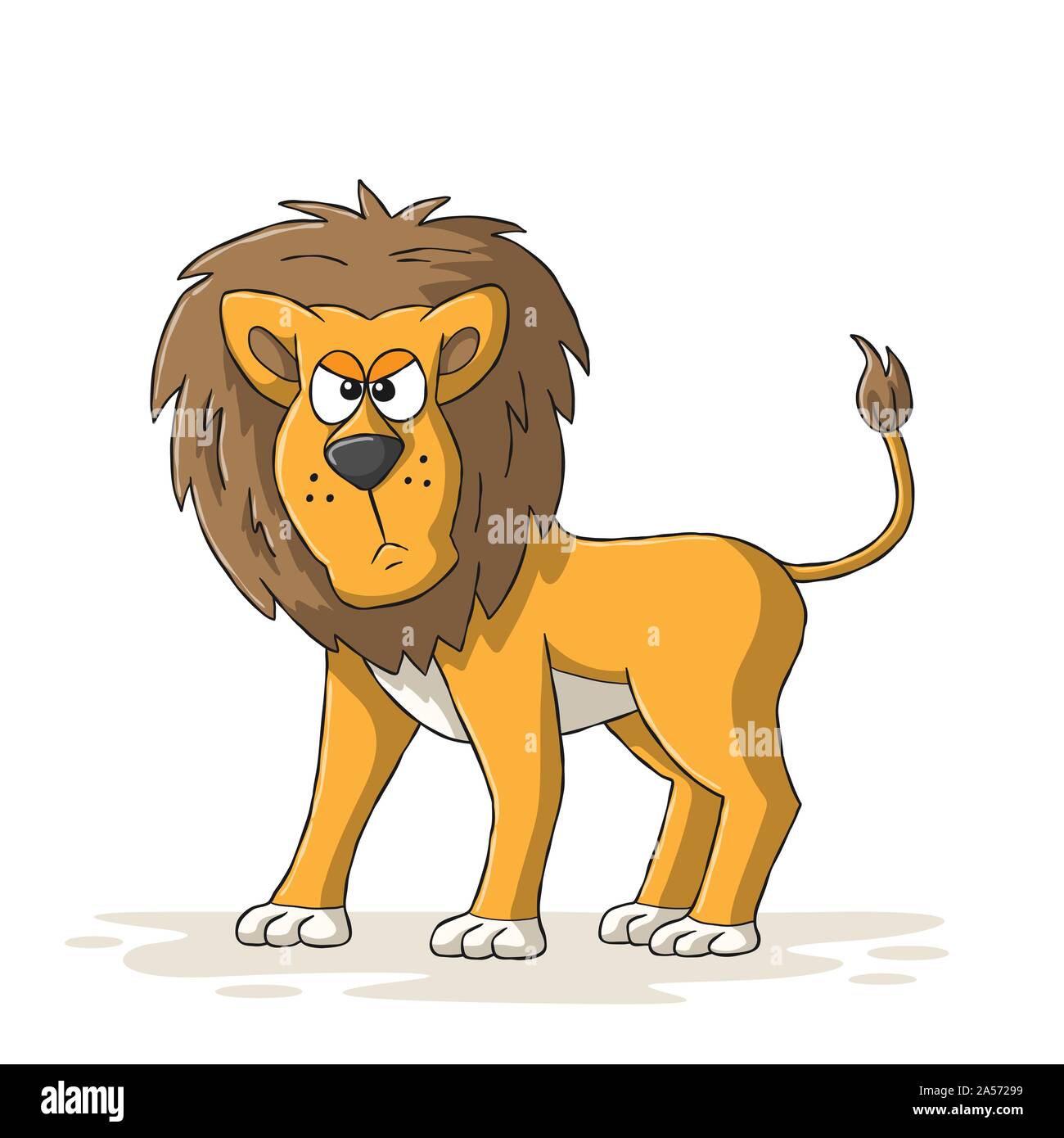 Arrabbiato cartoon lion. Disegnata a mano illustrazione vettoriale con strati separati. Illustrazione Vettoriale