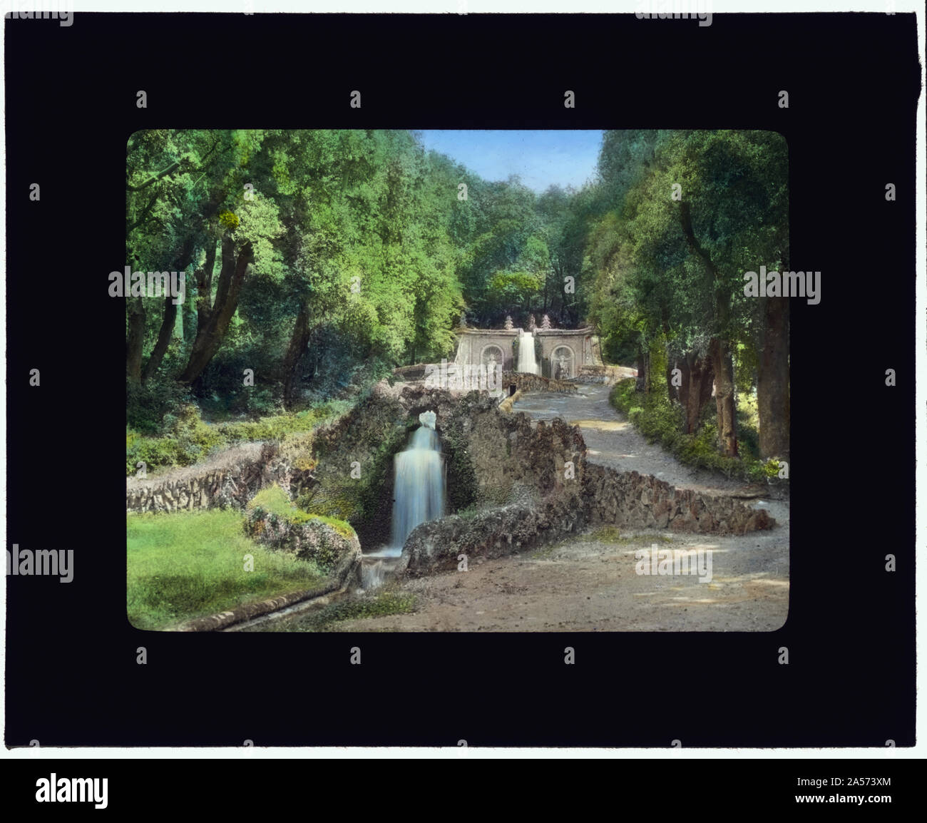 Villa Aldobrandini di Frascati, Lazio, l'Italia. Terrazza di acqua Foto Stock