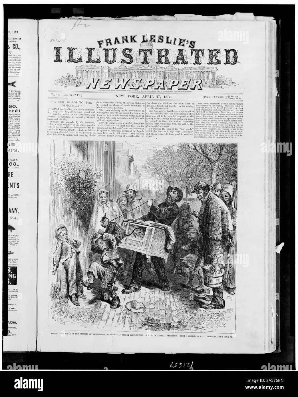Virginia - una scena per le strade di Richmond - La teoria Darwiniana illustrato - un caso di scelta naturale / da uno schizzo di W.L. Sheppard. Foto Stock