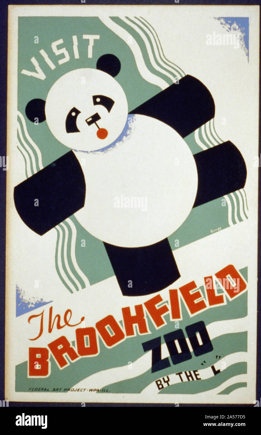 Visita il Brookfield Zoo dal L Abstract: Testo con panda. Foto Stock