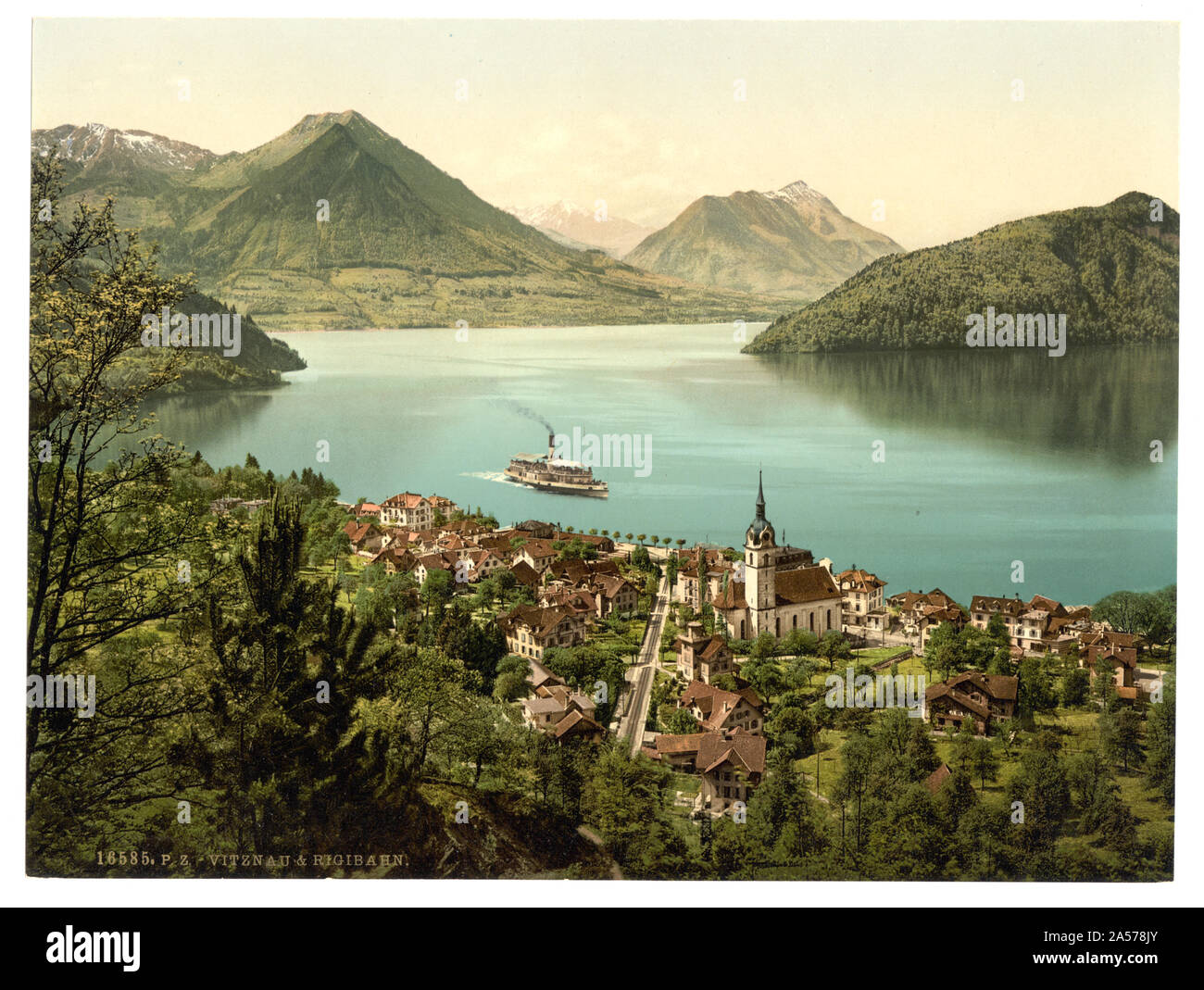 Vitznau e Rigibahn, il Lago di Lucerna, Svizzera Foto Stock