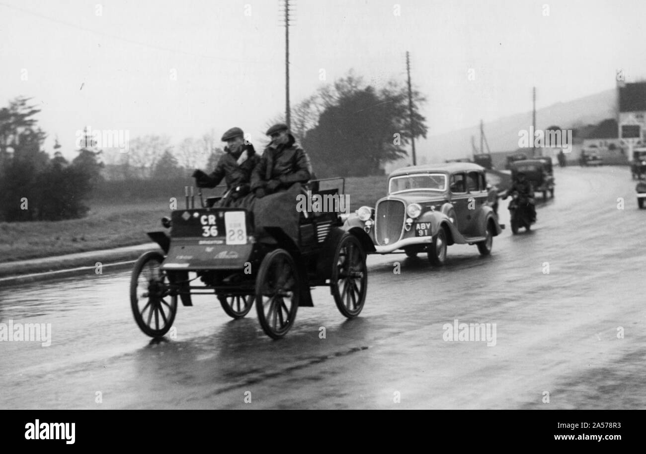 1902 Albion, pilotato da Harrington su 1934 Londra a Brighton Run. Foto Stock