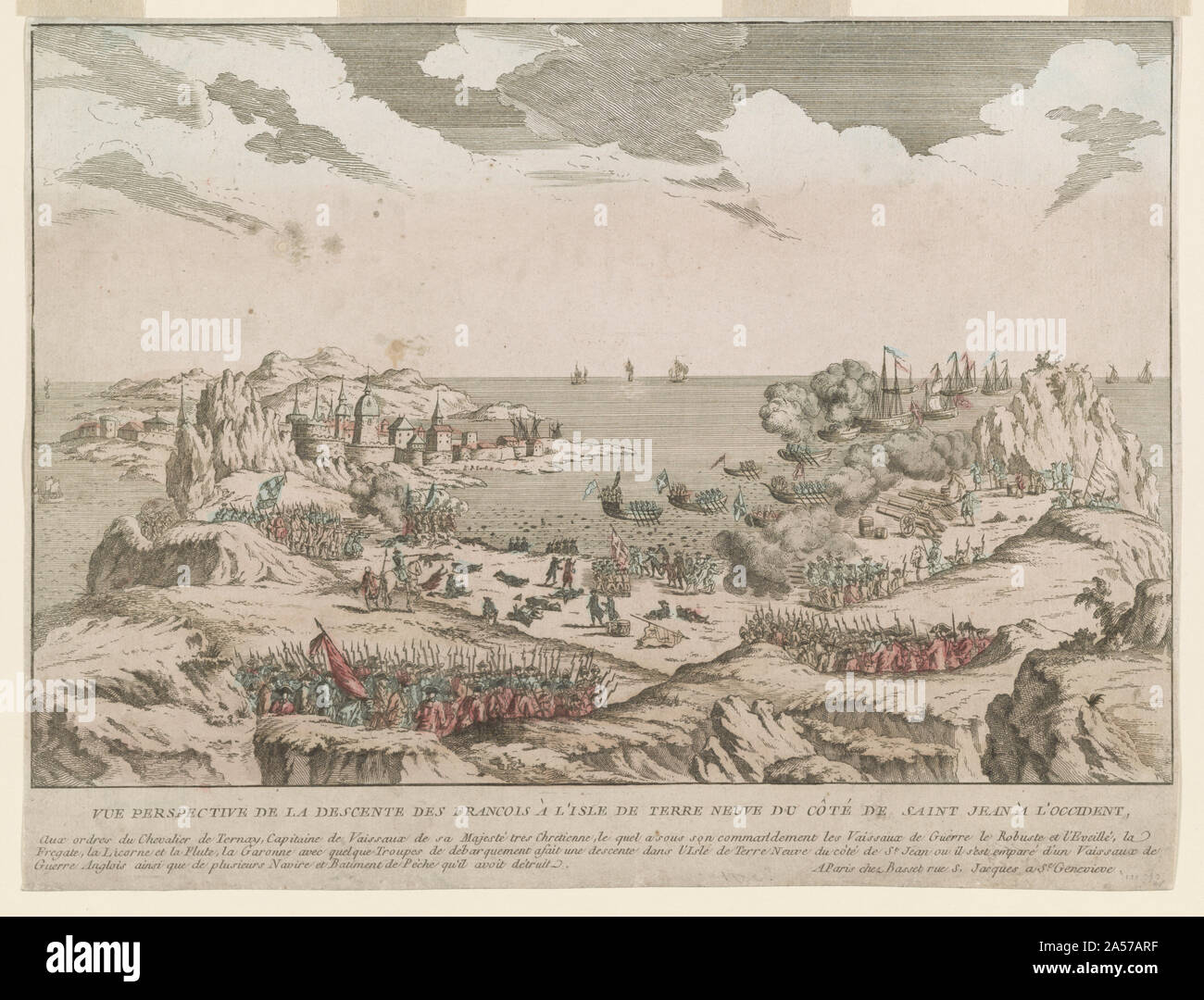 Prospettiva vue de la descente des Francois à lisle de terre neuve Du côté de Saint Jean à l'OCCIDENTE Foto Stock