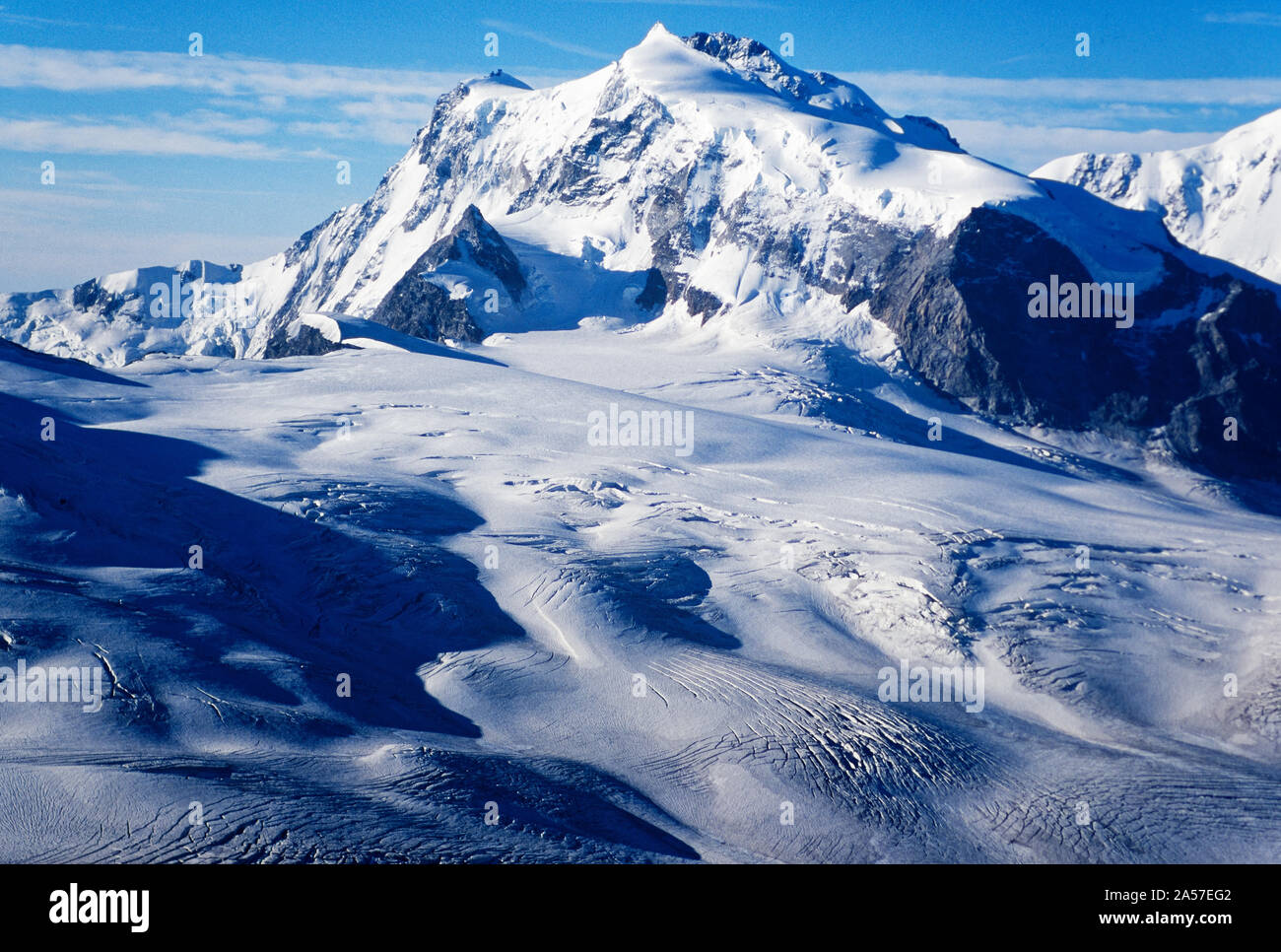 Il Monte Rosa nelle alpi svizzere Foto Stock
