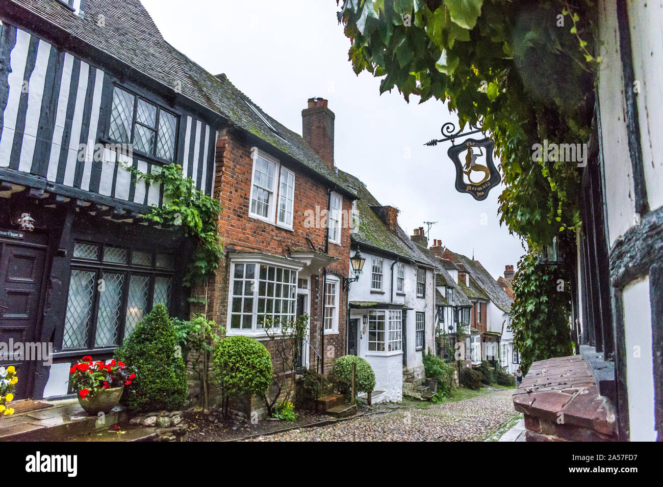 Mermaid Street nella segale, East Sussex County Foto Stock