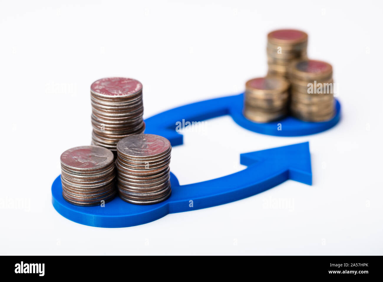 Impilati l euro e dollaro monete in cambio valuta concetto Foto Stock