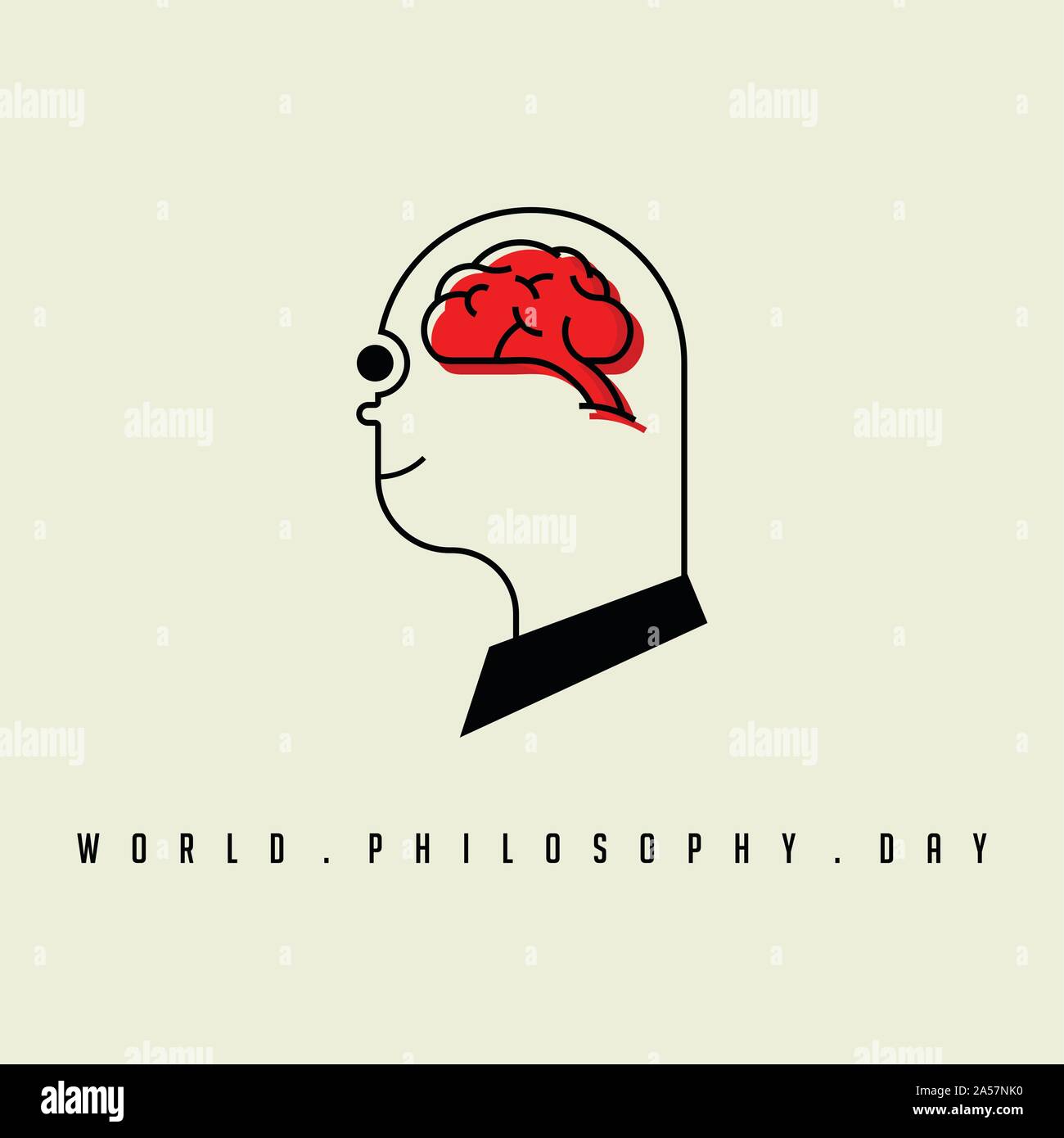 World Philosophy Day con il cervello umano Illustrazione Vettoriale