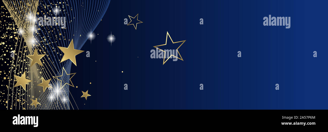 Natale stelle d'oro disegno astratto large banner Foto Stock