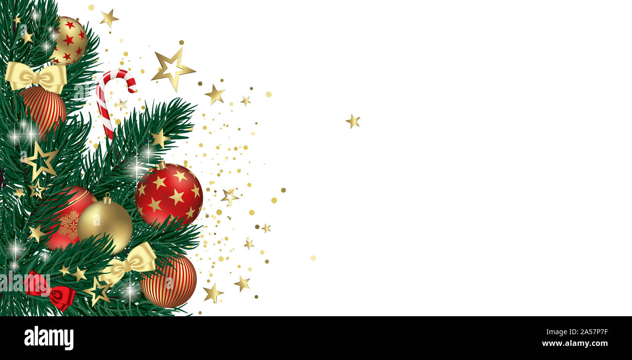 Le palle di Natale disegno astratto oro e glitter banner Foto Stock