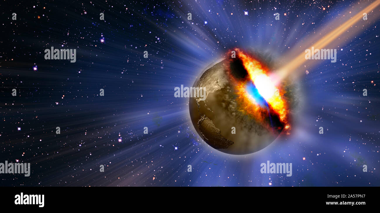 La cometa colpisca la terra Foto Stock
