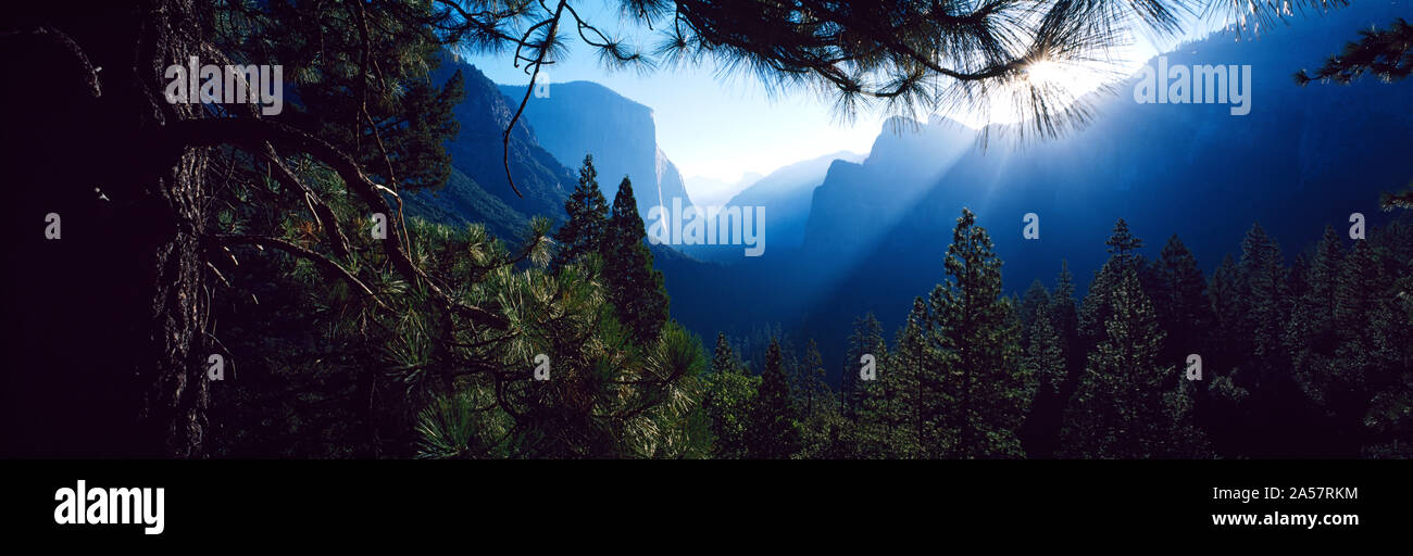 Vista di tunnel punto di sunrise, Yosemite National Park, California, Stati Uniti d'America Foto Stock