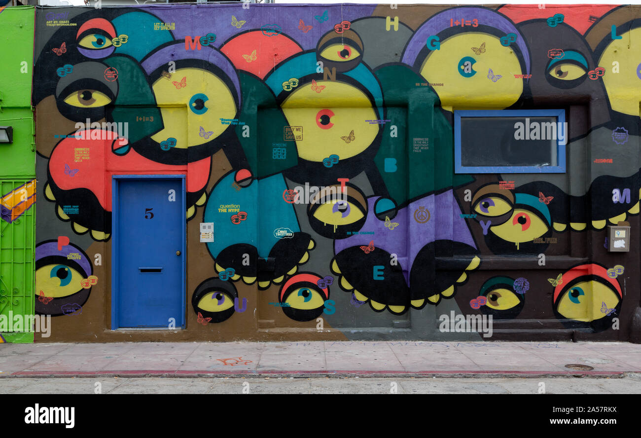 L'arte al muro a Venezia, un quartiere fronte mare sul lato ovest di Los Angeles in California Foto Stock