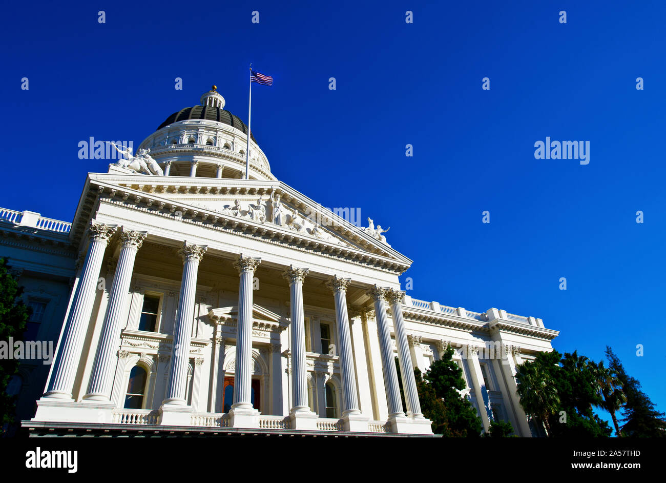 La facciata della California State Capitol, Sacramento, California, Stati Uniti d'America Foto Stock