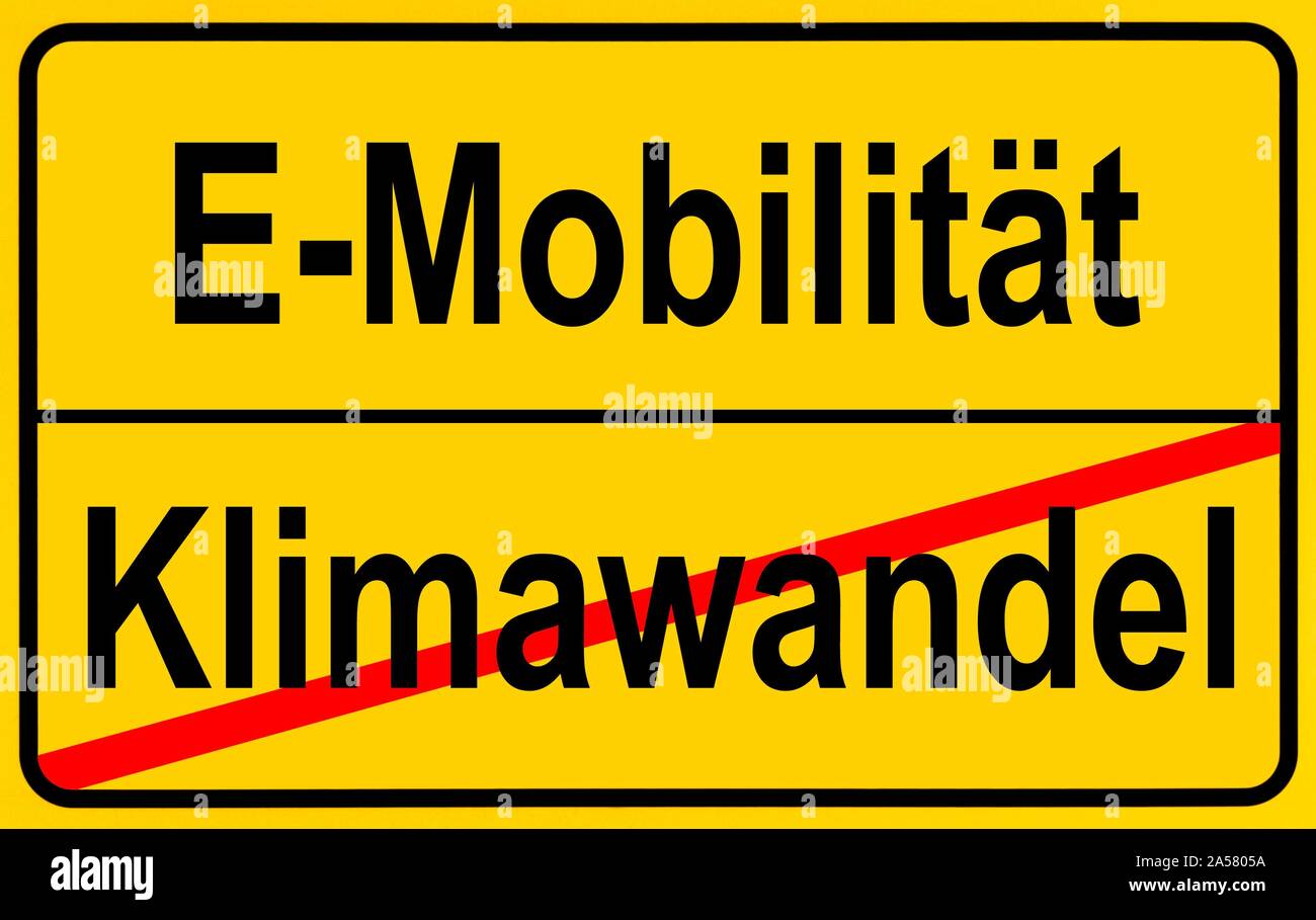 Immagine del simbolo alla lotta contro il cambiamento climatico attraverso e-mobility, Germania Foto Stock