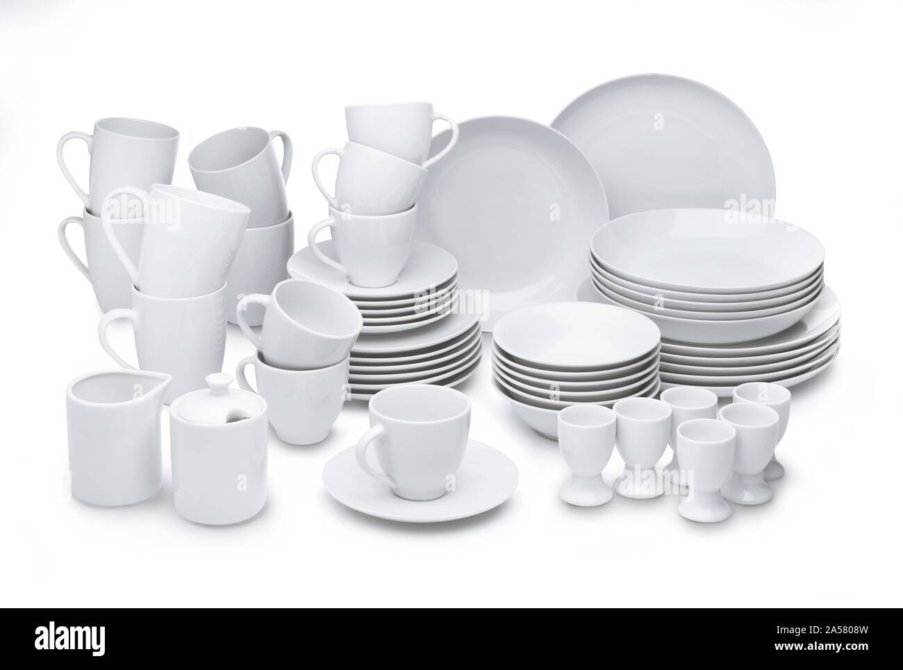 Stoviglie, tazze, piatti, eggcups, studio shot, intaglio, sfondo bianco, Germania Foto Stock