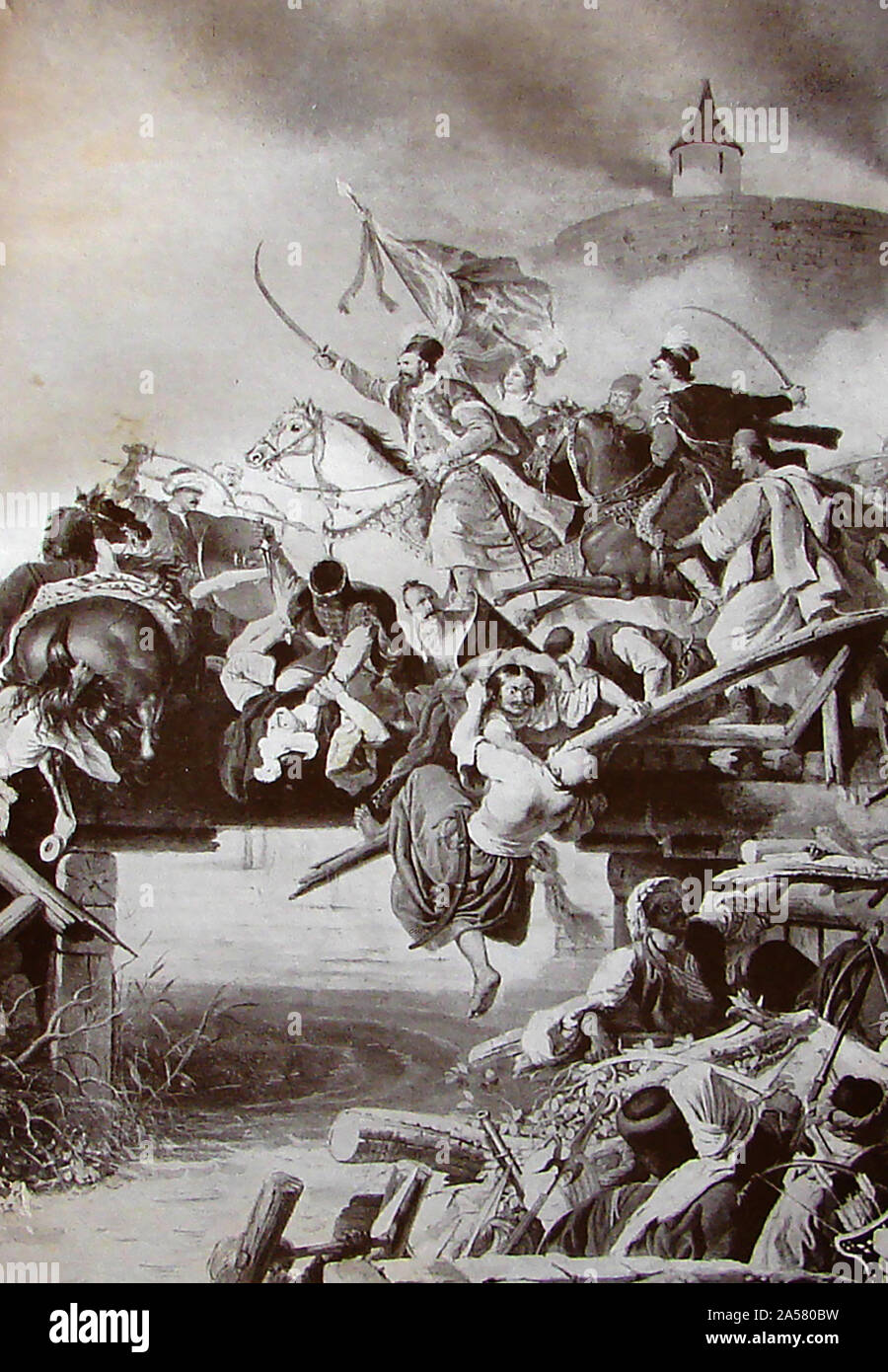 Le forze turche assediava Szigetvar (aka Zigetvar, Siget e Inselburg) dal 5 agosto al 8 settembre 1566 - (1915 illustrazione). Conosciuta anche come la battaglia di Szigeth Foto Stock