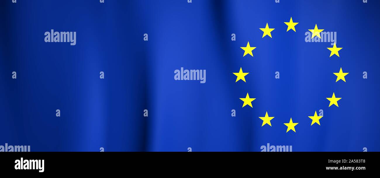 Bandiera europea. Stelle di colore giallo su sfondo blu. Consiglio d'Europa. Foto Stock