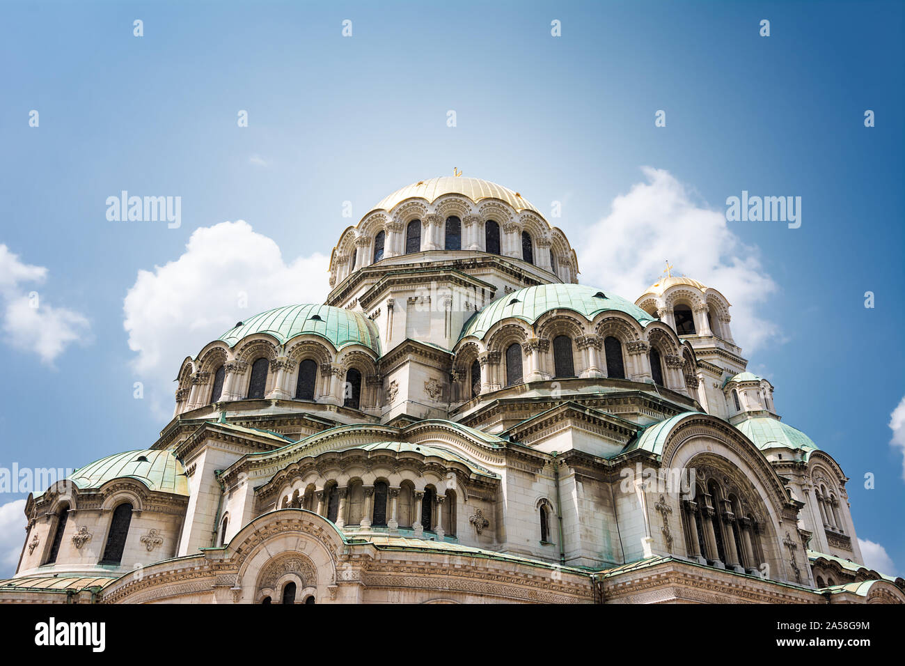 Dettaglio delle cupole di Santa Cattedrale Alexander a Sofia (Bulgaria) Foto Stock